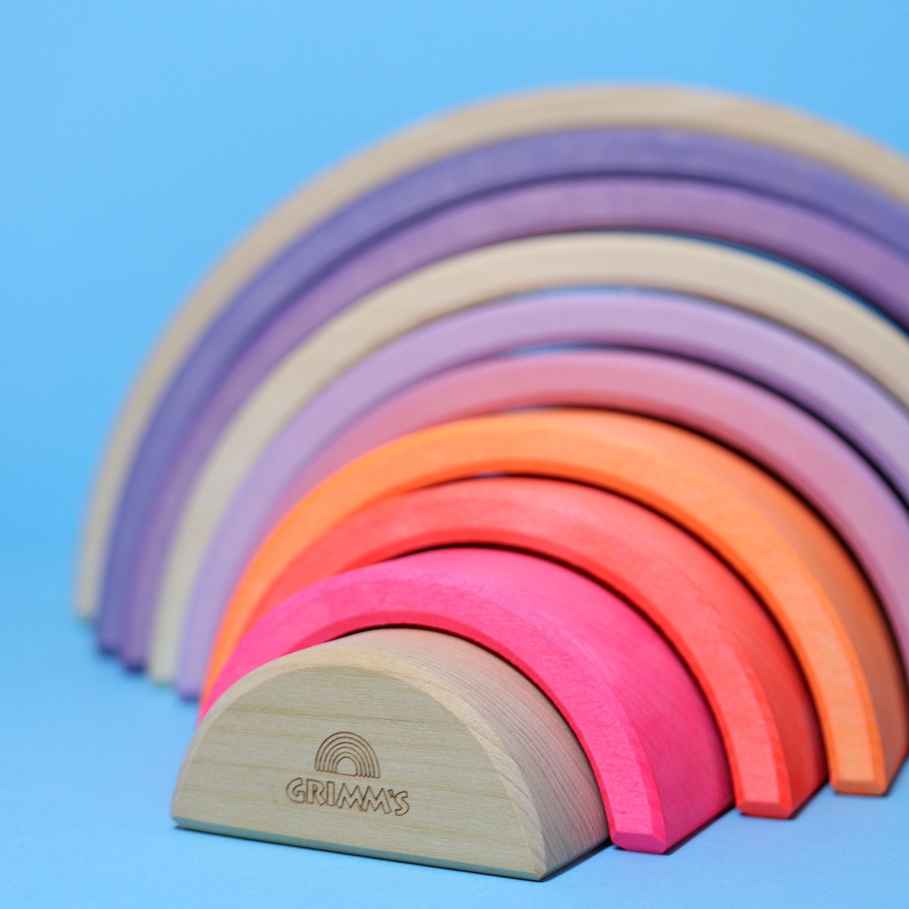 Grimms Rainbow Neon Pink with 10 Pieces | Wooden Building Sets | Children of the Wild