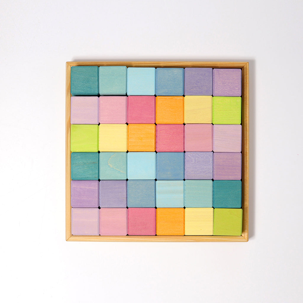 Grimms Mosaic Pastel Block Set | 36 Pieces | Wooden Block Sets | Children of the Wild
