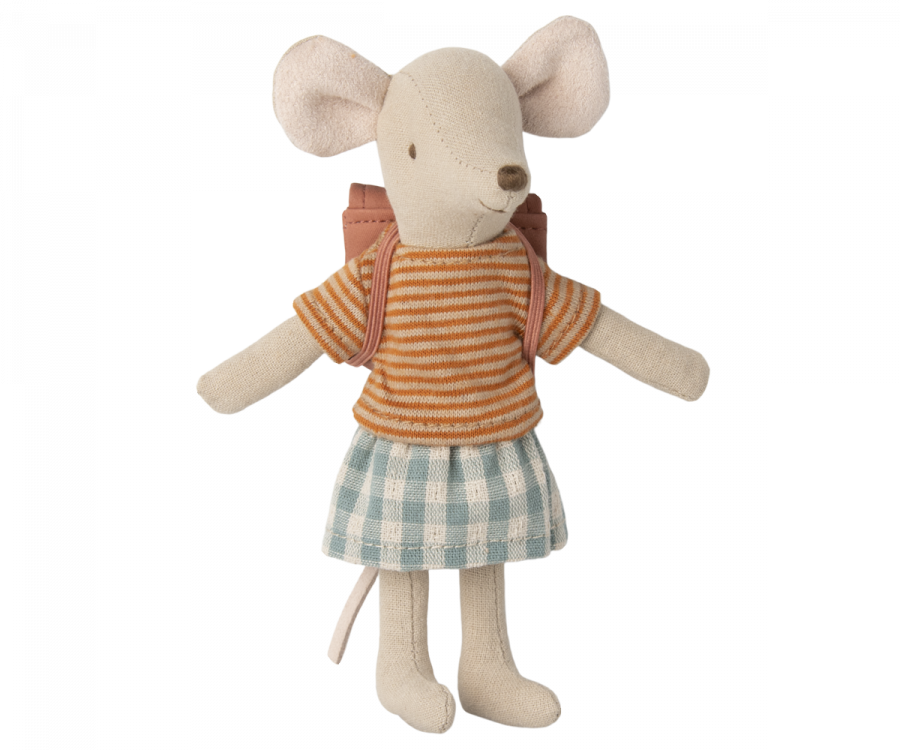 Maileg Tricycle Mouse Big Sister with Bag in Old Rose | 2023 Release | Children of the Wild