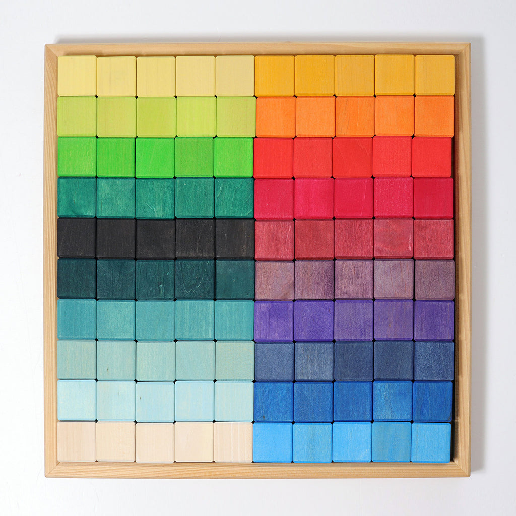 Grimms Mosaic Rainbow Large Block Set | 100 Pieces | Wooden Block Sets | Children of the Wild