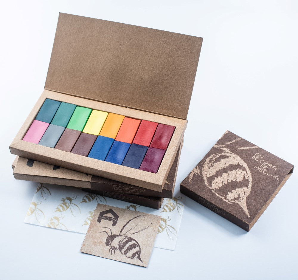 Apiscor Beeswax Block Crayons set of 16 Colours | Children of the Wild