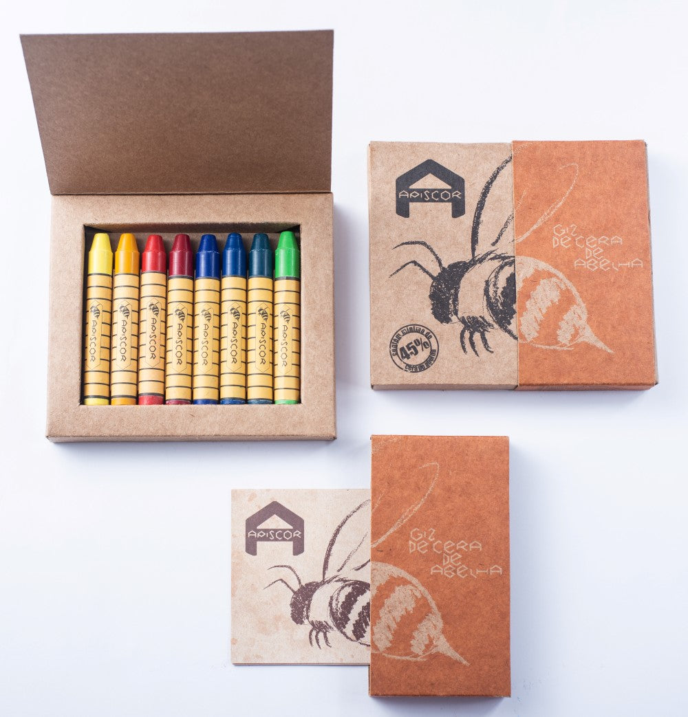 Apiscor Beeswax Stick Crayons Basic Box Set of 8 | Children of the Wild