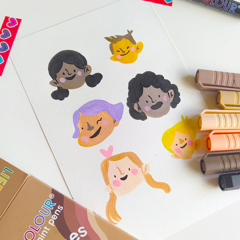 Life of Colour Skin Tone Brush Tip Acrylic Paint Pens Set of 12 | Art ...