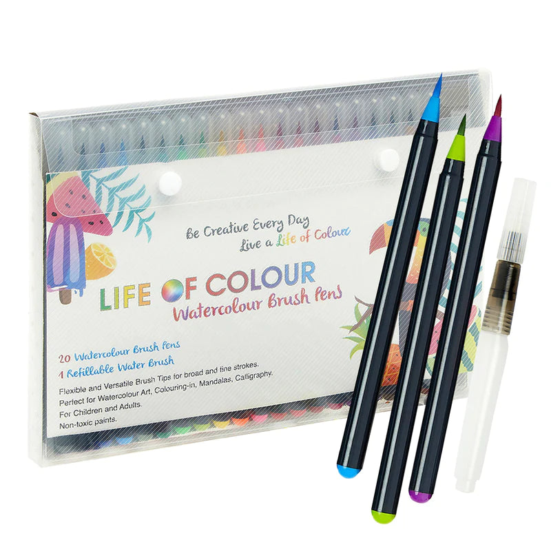 Life of Colour Watercolour Brush Pens Set of 20 | Art Resource | Child ...