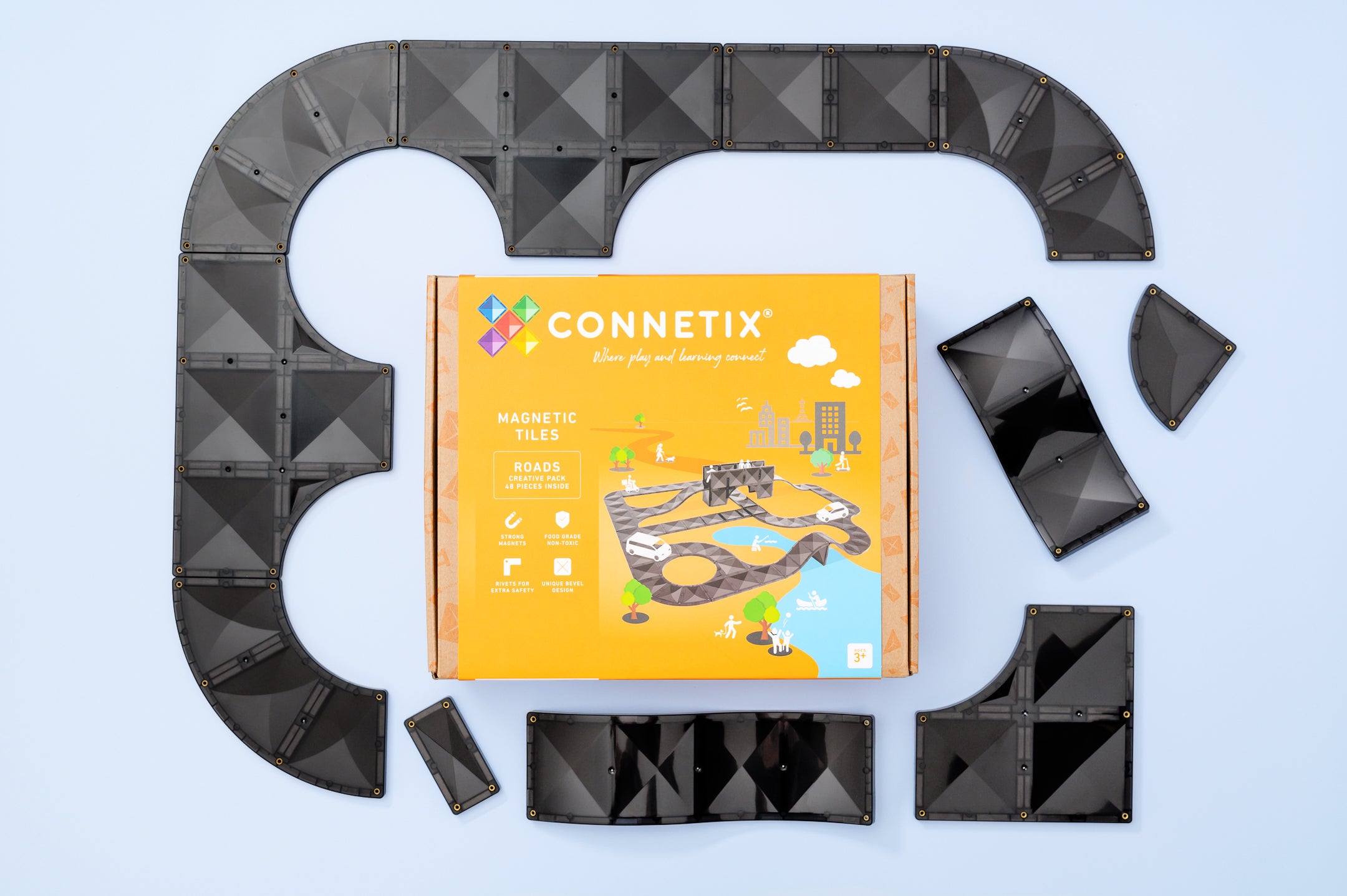 Connetix 48pc Creative Roads Magnetic Tile Pack | 2024 Release | Children of the Wild