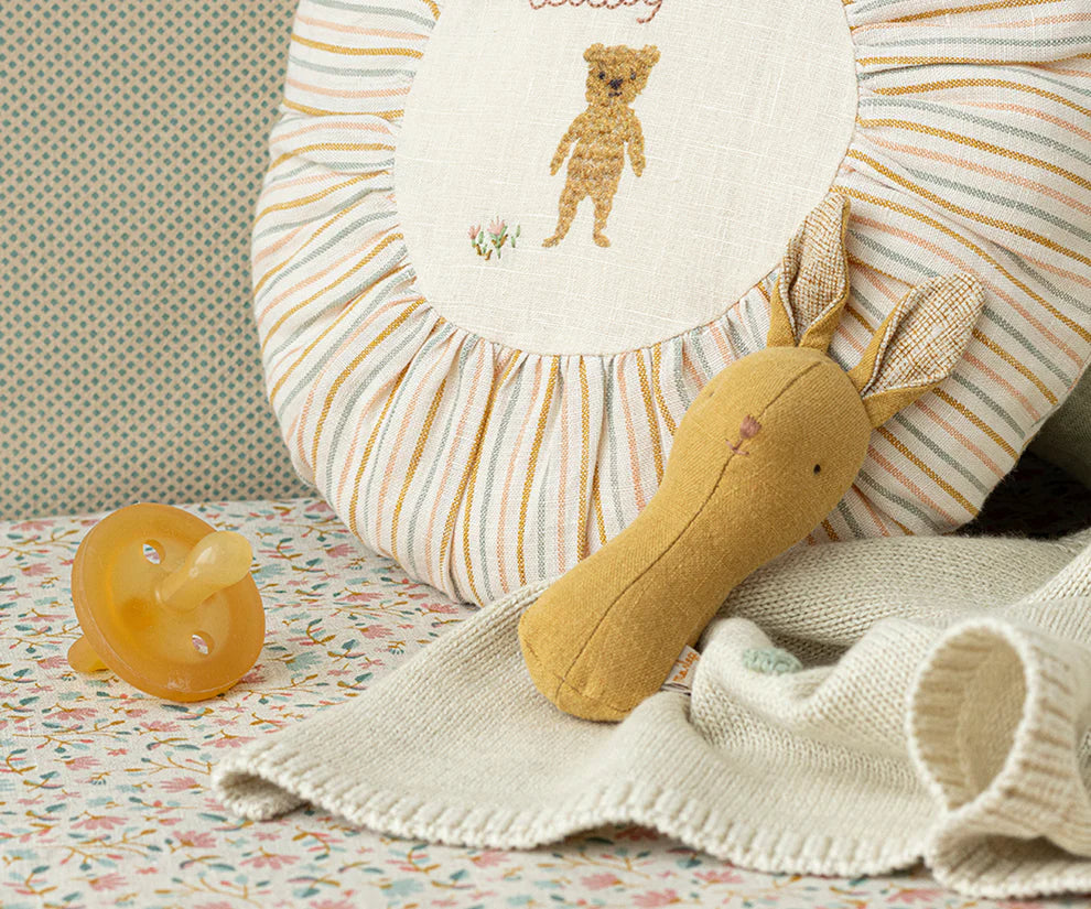 Maileg Lullaby Friends Bunny Rattle in Dusty Yellow | 2024 Release | Children of the Wild