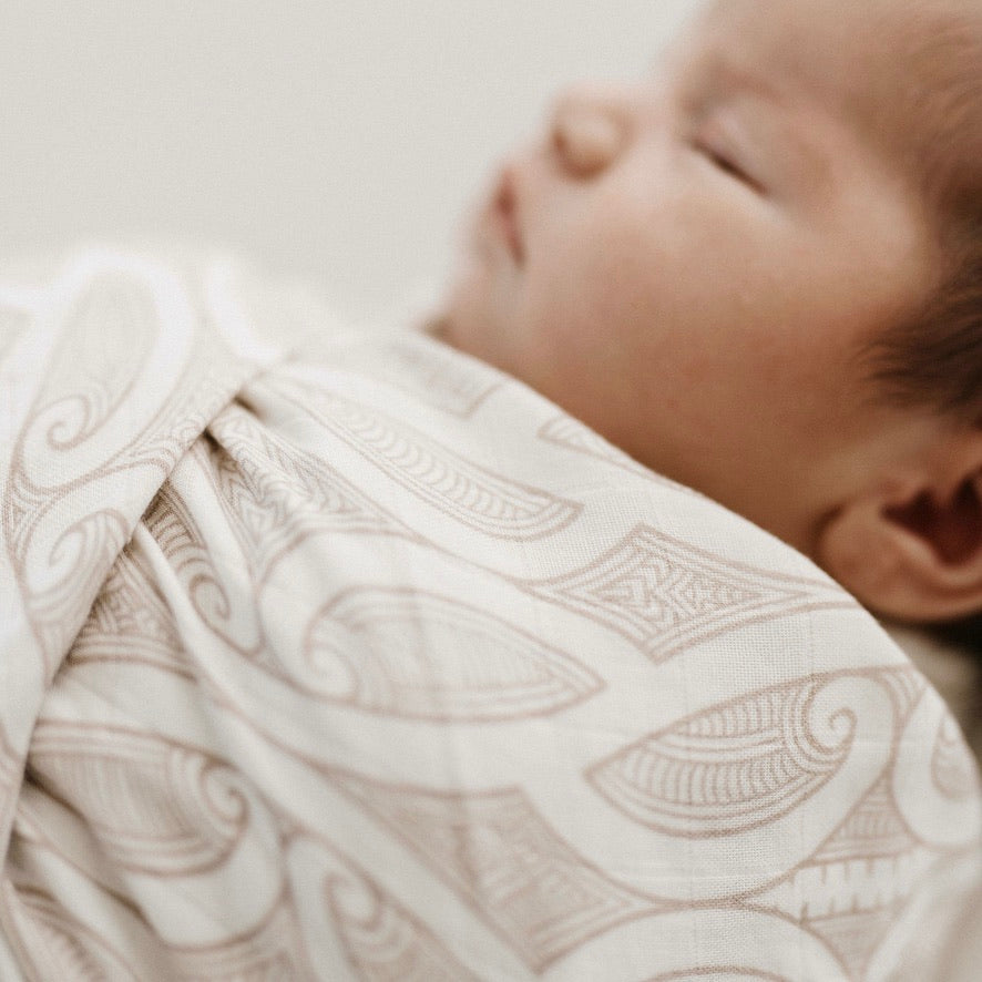 Bo & Ko Baby Maori Inspired Te Pātiki Pēpi Wrap in Mocha | Children of ...