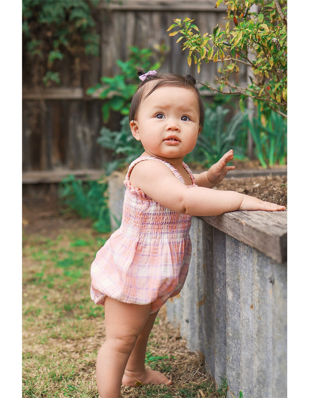 Kynd Baby Shirred Romper in Check | Children of the Wild