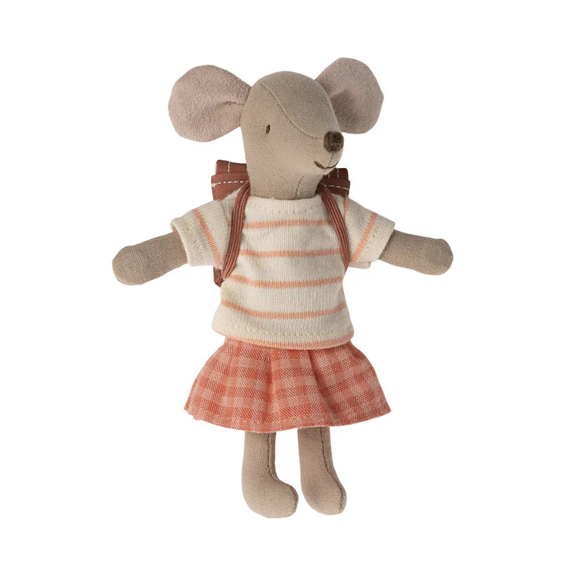 Maileg Tricycle Mouse Big Sister with Bag in Coral | 2024 Release | Children of the Wild