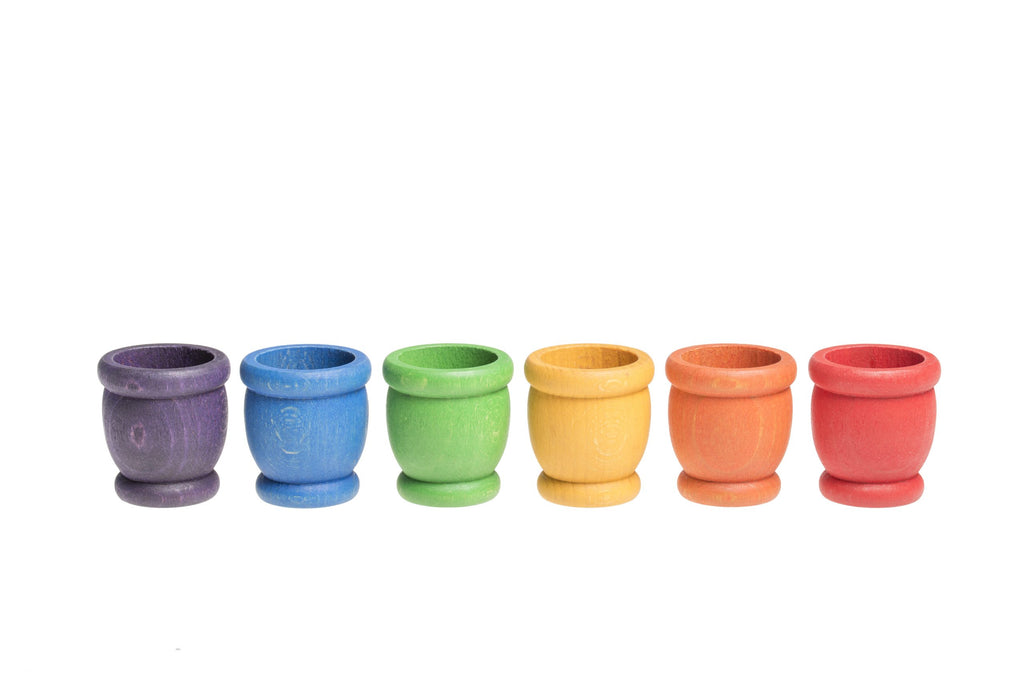 Grapat Set of 6 Wooden Mates in Rainbow Colours | 10+ Months | Children of the Wild