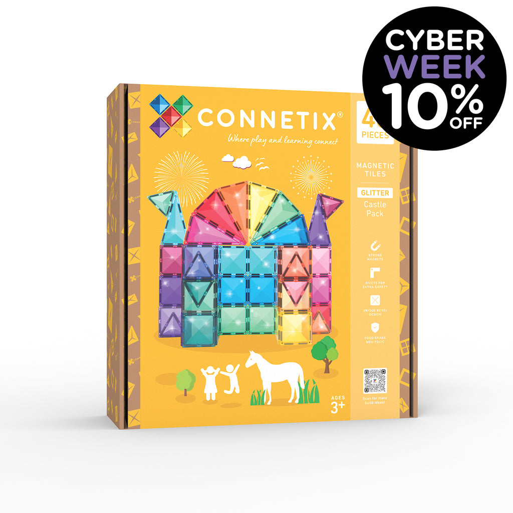 Connetix Glitter Castle 48 pc Magnetic Tile Pack | 10% OFF SALE | Children of the Wild