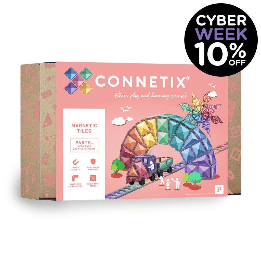 Connetix 202 Piece Pastels Mega Magnetic Tiles Pack | 10% OFF SALE | Children of the Wild