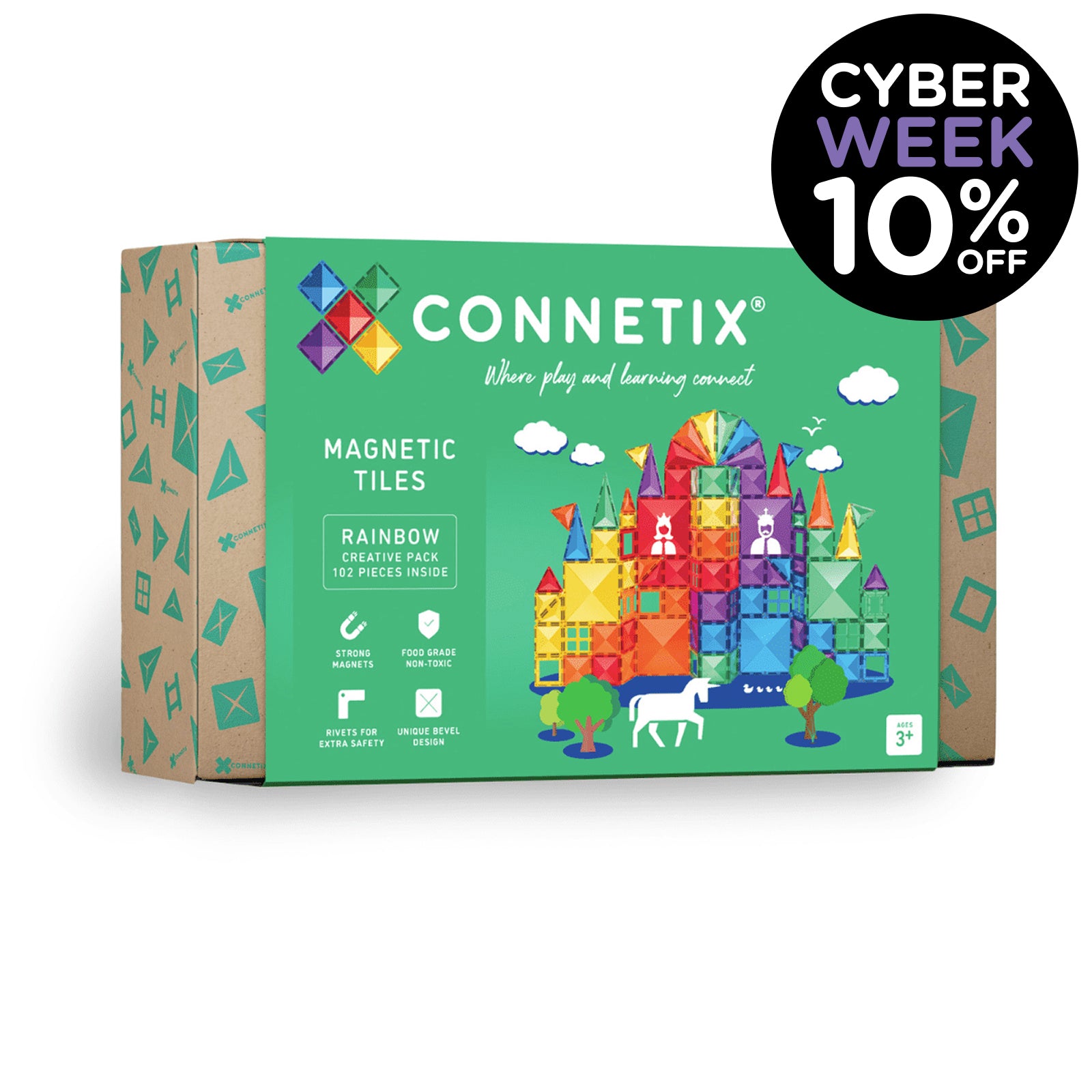 Connetix 102 Piece Rainbow Creative Magnetic Tiles Pack | 10% OFF SALE | Children of the Wild