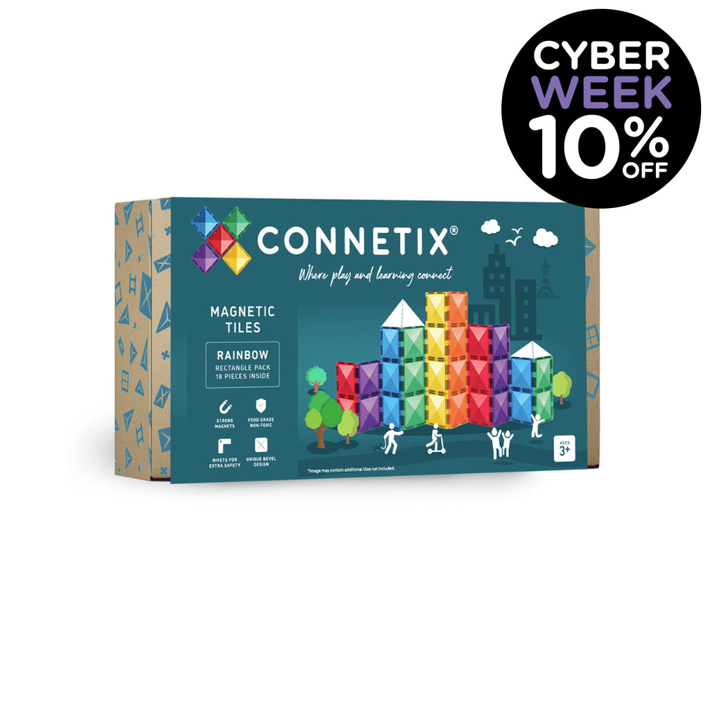 Connetix 18pc Rainbow Rectangle Magnetic Tiles Pack | 10% OFF SALE | Children of the Wild