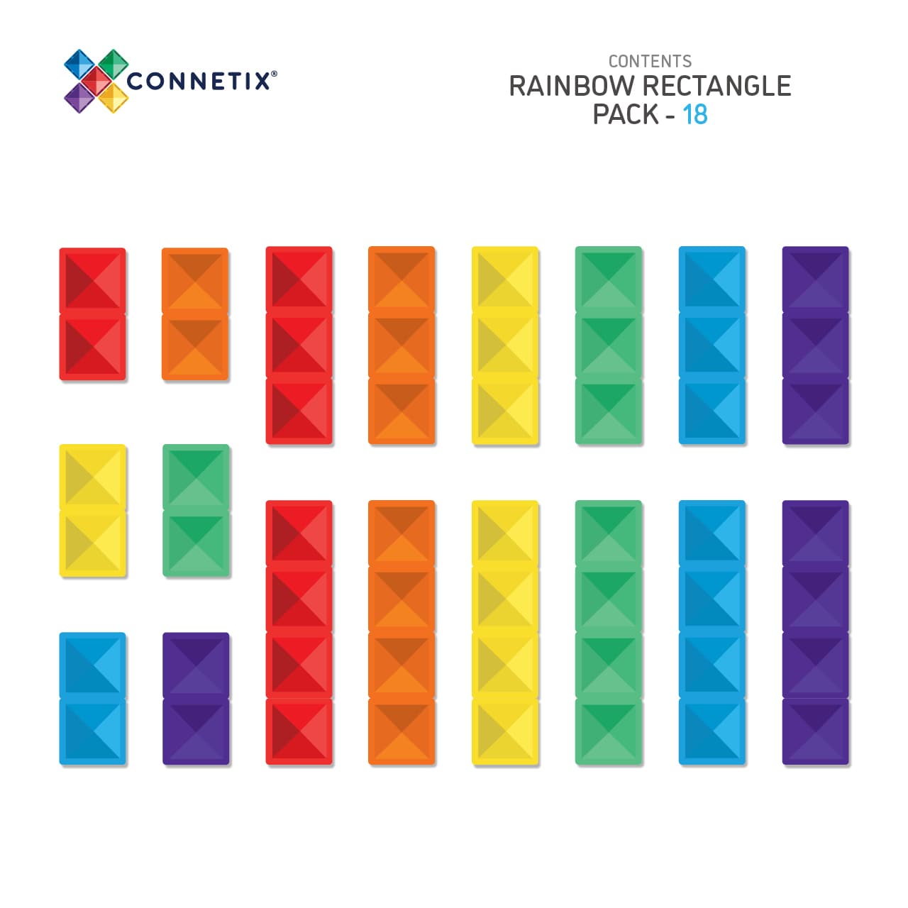 Connetix 18 Piece Rainbow Rectangle Magnetic Tiles Pack | 10% OFF SALE | Children of the Wild