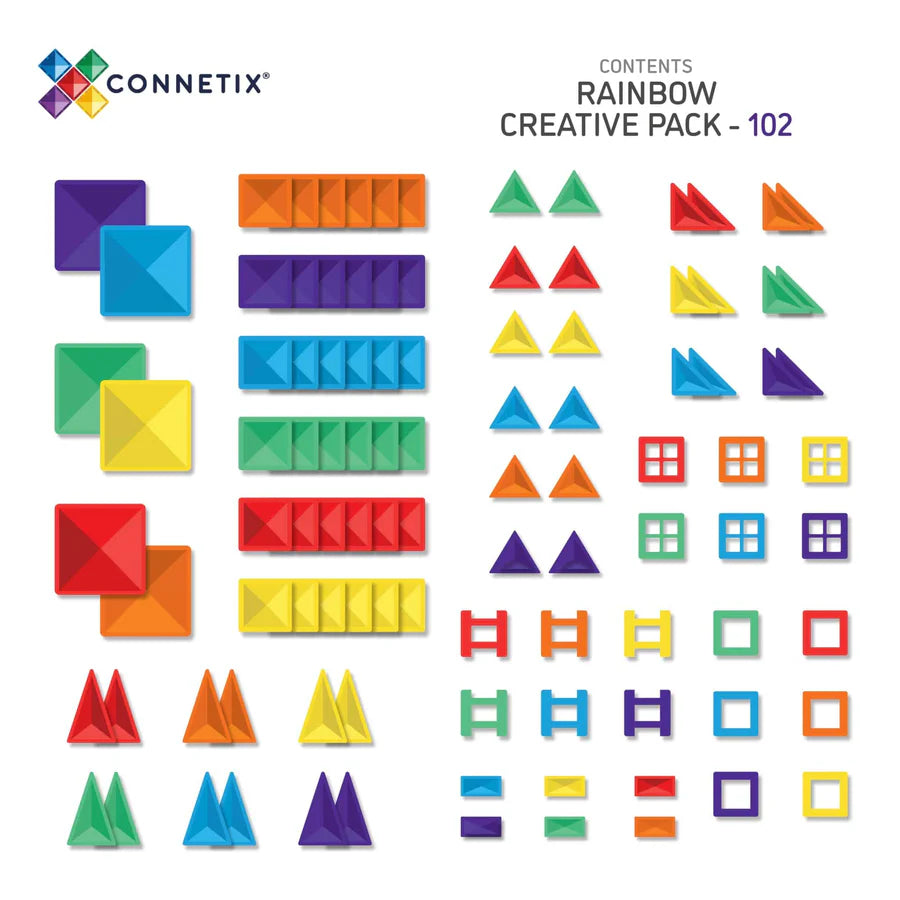 Damaged Box Seconds | Connetix 102 Piece Rainbow Creative Magnetic Tiles Pack | Children of the Wild