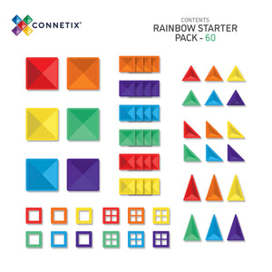 Damaged Box Seconds | Connetix 60 Piece Magnetic Tiles Set in Rainbow | Children of the Wild