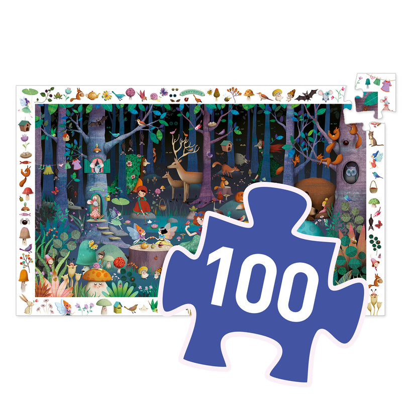 Djeco Puzzle Enchanted Forest 100pc Observation Puzzle | 5+ Years | Children of the Wild