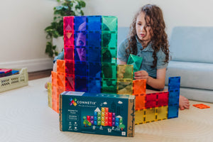 Connetix Magnetic Tiles - 18 Piece Rainbow Rectangle Set – Fox +
