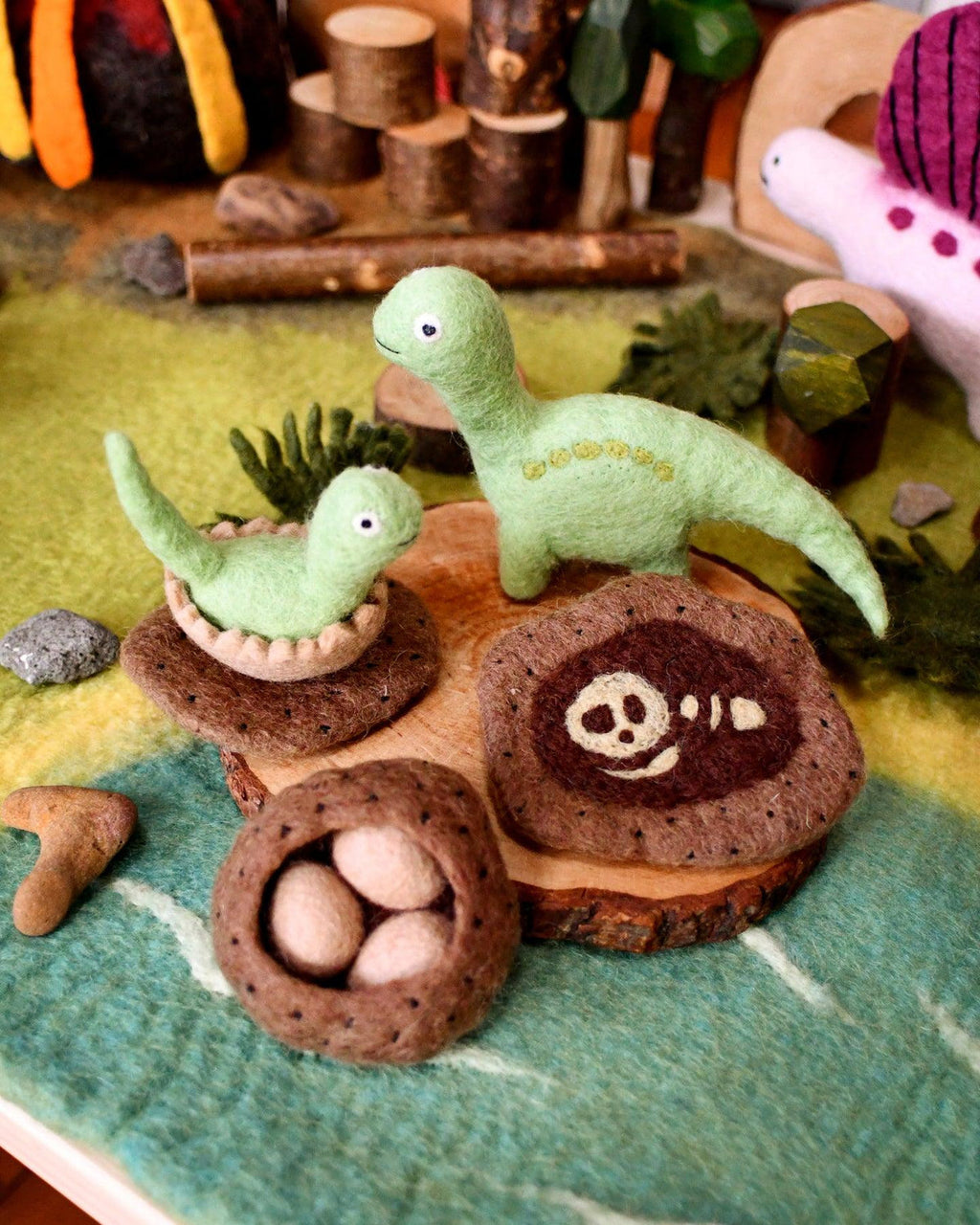 Tara Treasures Felt Life Cycle of a Dinosaur Set in Brontosaurus | Children of the Wild
