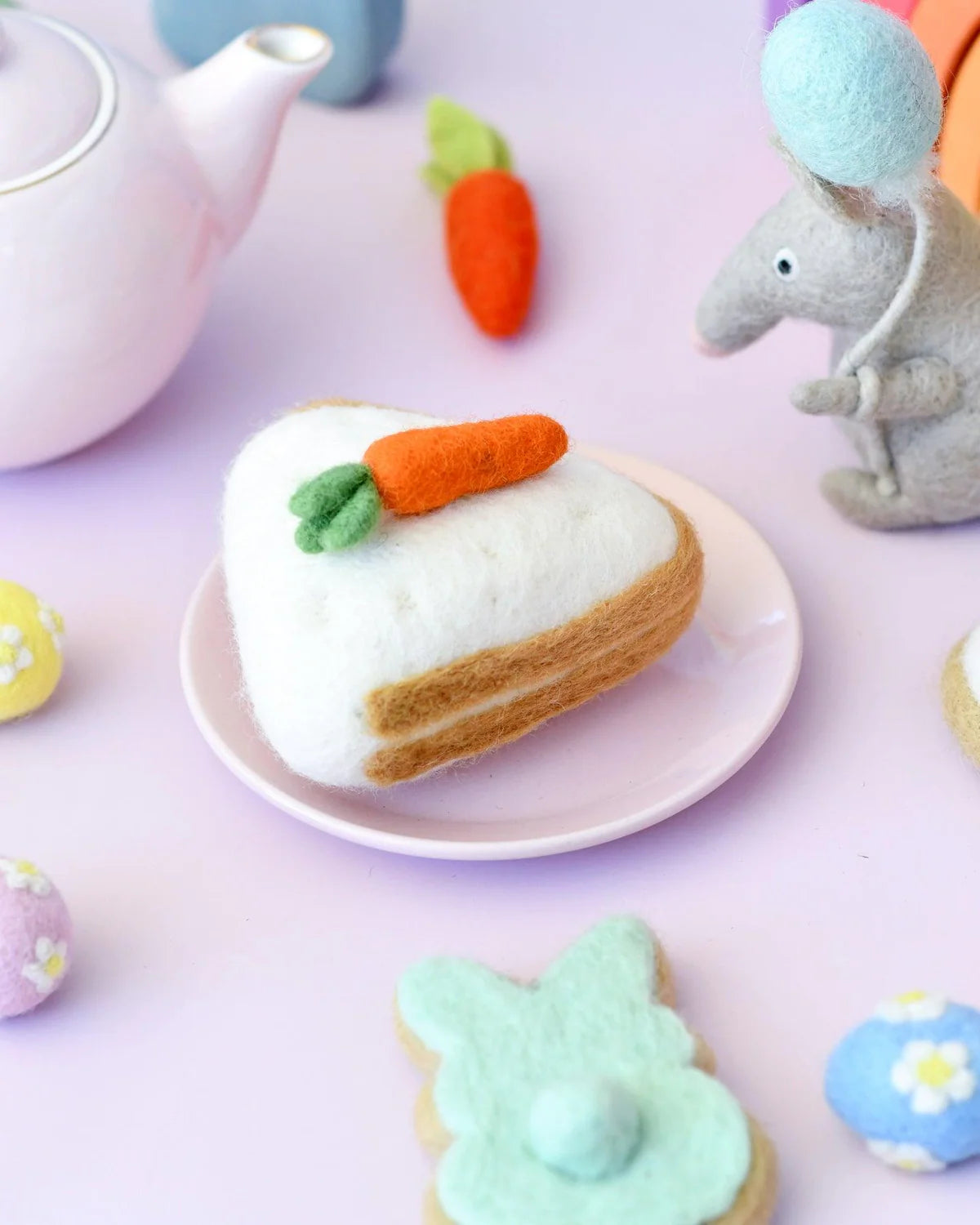 Tara Treasures Felt Carrot Cake Slice | Wool Felt Pretend Play  | Children of the Wild