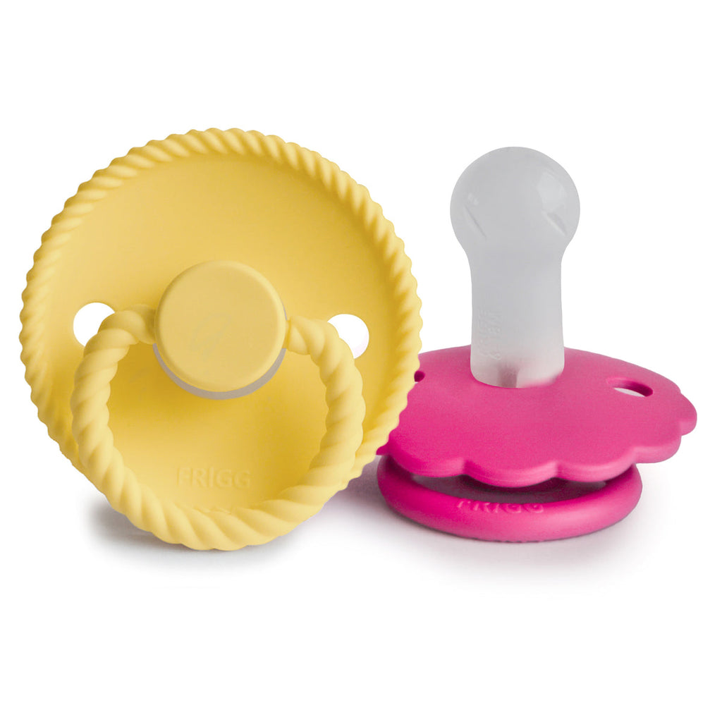 FRIGG Rope Pacifier 2 Pack Silicone in Sunflower and Fuscia | Children of the Wild