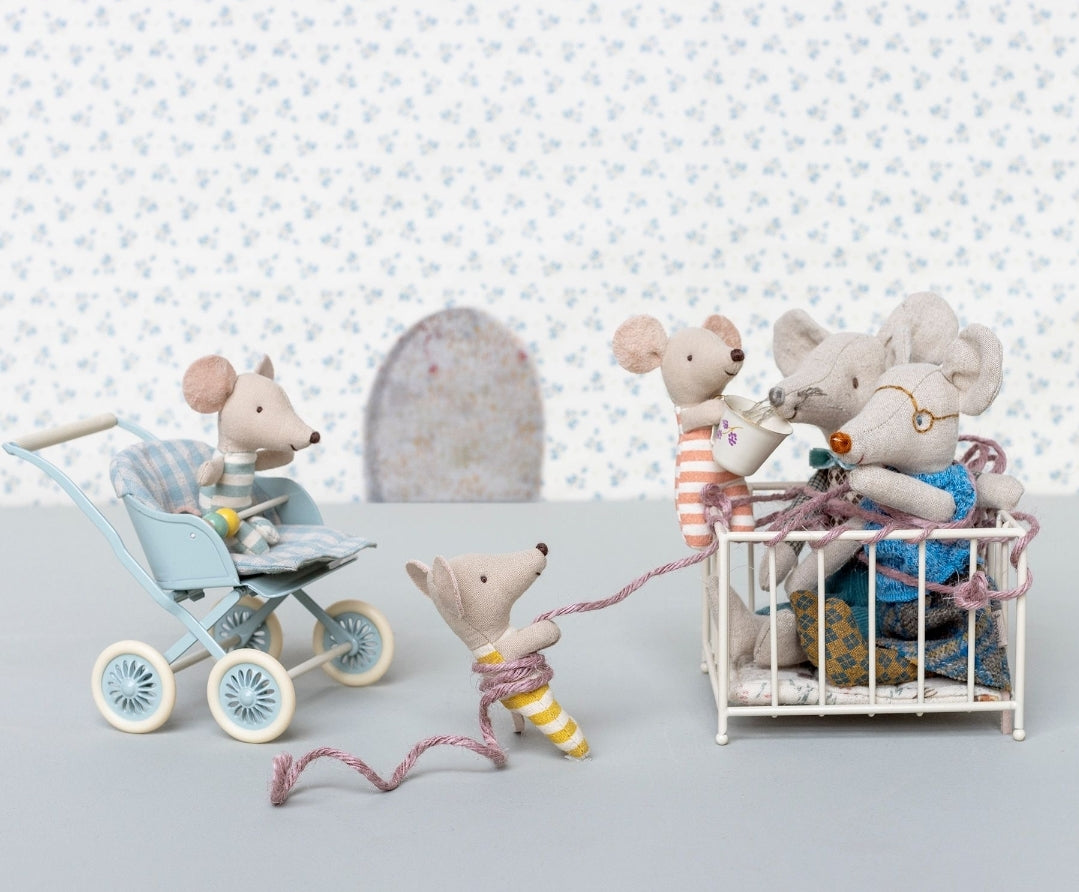 Maileg Baby Mice Stroller in Mint | 2023 New Release | Children of the Wild