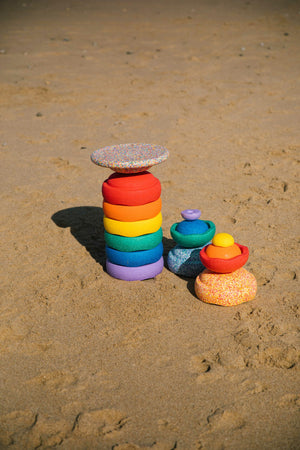 Stapelstein Summer Rainbow Set Complete | 8 Stepping Stones + Inside Set + Board | Children of the Wild