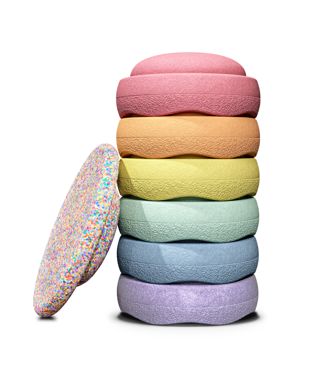 Stapelstein 6 Pastel Stepping Stones with FREE Super Confetti Balance Board | 6 Stepping Stones + Board | Children of the Wild