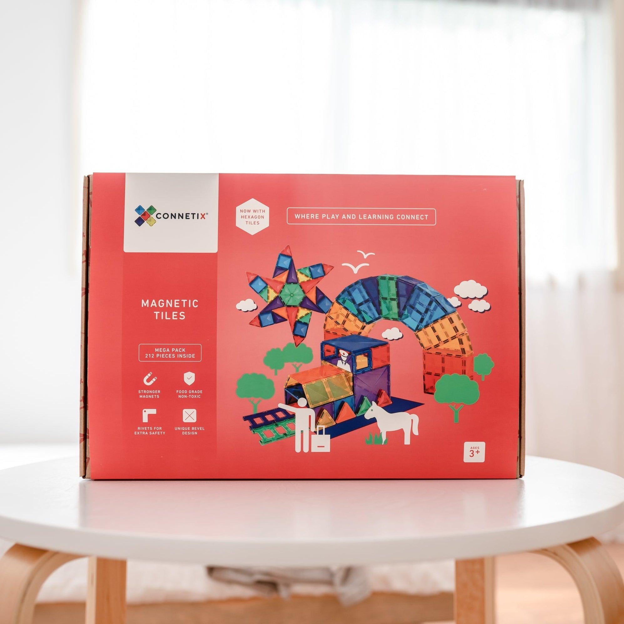 Connetix 212 Piece Magnetic Tile Mega Pack in Rainbow | Free Shipping | Children of the Wild