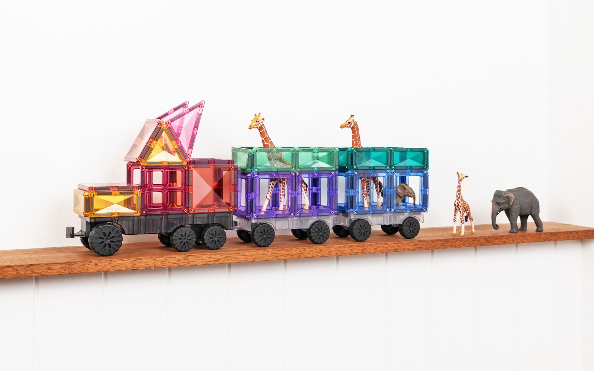 Connetix 50 Pc Transport Magnetic Tile Train Pack in Pastel | Children of the Wild