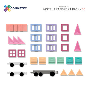 Connetix 50 Pc Transport Magnetic Tile Train Pack in Pastel | Children of the Wild