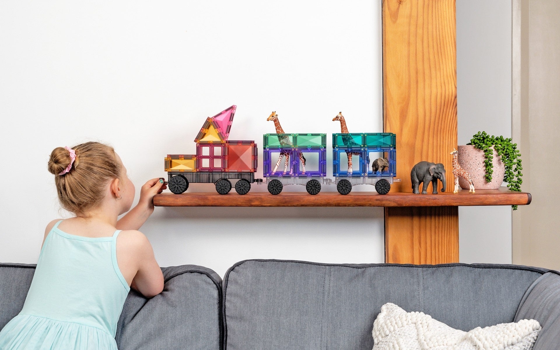 Connetix 50 Pc Transport Magnetic Tile Train Pack in Pastel | Children of the Wild