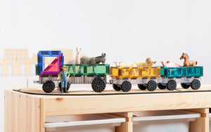 Connetix 50 Pc Transport Magnetic Tile Train Pack in Pastel | Children of the Wild