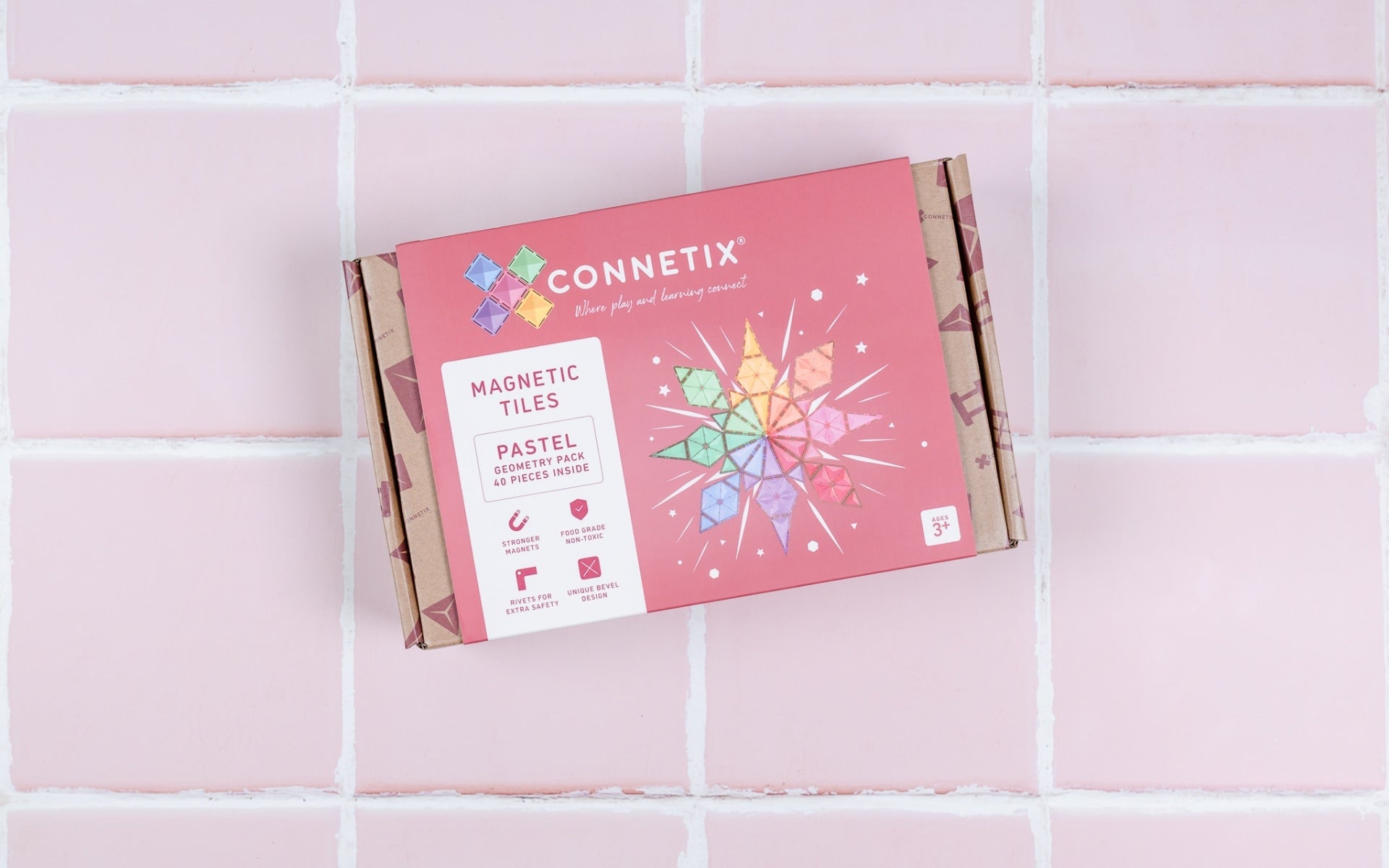 Connetix 40 Piece Pastels Geometry Magnetic Tiles Pack | Children of the Wild