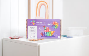 Connetix 64 Piece Pastels Starter Magnetic Tiles Pack | Children of the Wild