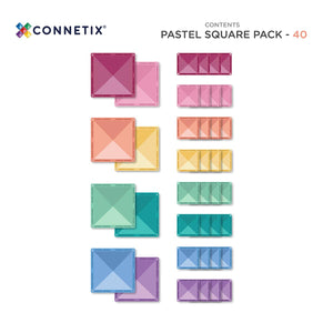 Connetix 40 Piece Pastels Square Magnetic Tiles Pack | Children of the Wild