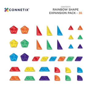 Connetix 36 Piece Rainbow Shape Expansion Magnetic Tiles Pack | Children of the Wild