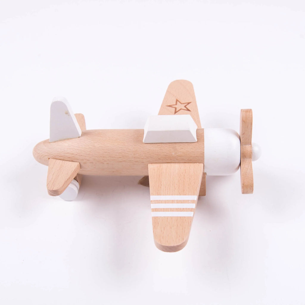 Kiko & GG Kikoki Wooden Friction Propeller Plane in White | Children of the Wild
