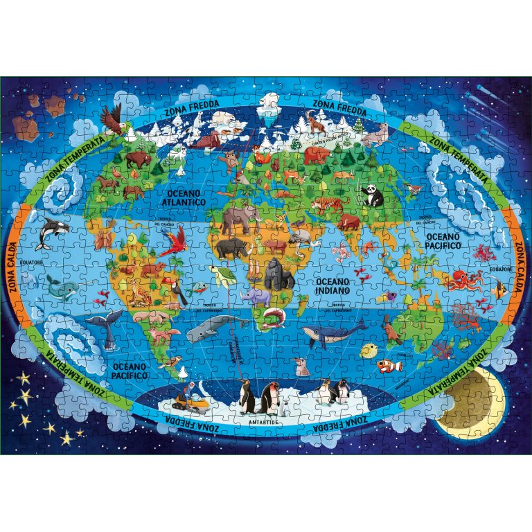 Sassi Junior The Ultimate Atlas and Puzzle Set - Earth 500 pcs | Children of the Wild