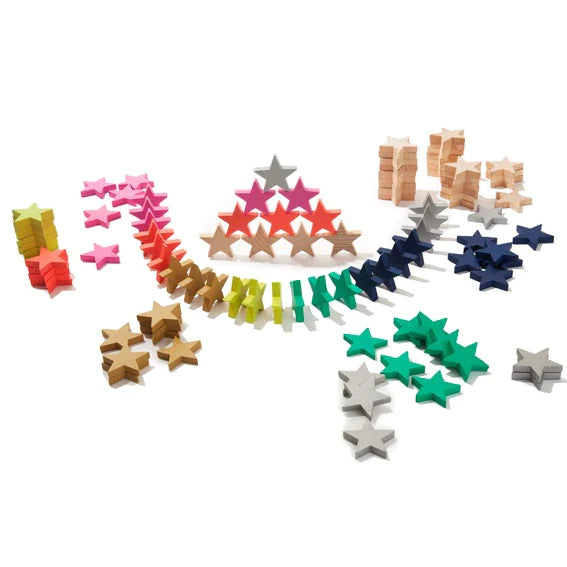Kiko & GG Tanabata Wooden Star Dominos in Gold with 100 Pcs | Children of the Wild