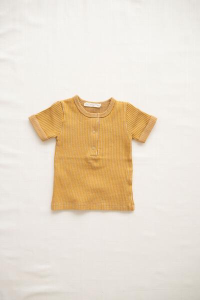 Fin and Vince Ribbed Terry Snap Tee in Goldenrod | 30% OFF | Children of the Wild
