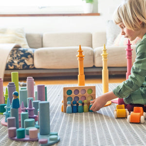 Grimms Rollers Large Pastel Building Set | Wooden Block Sets | Children of the Wild