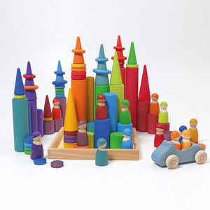Grimms Rollers Large Rainbow Building Set | Wooden Block Sets | Children of the Wild