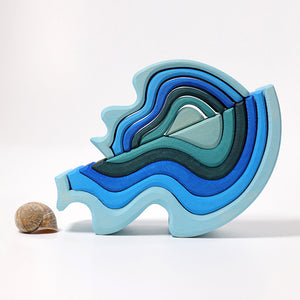 Grimms Stacking Water Wave Large  | Wooden Block Sets | 12+ Months | Children of the Wild