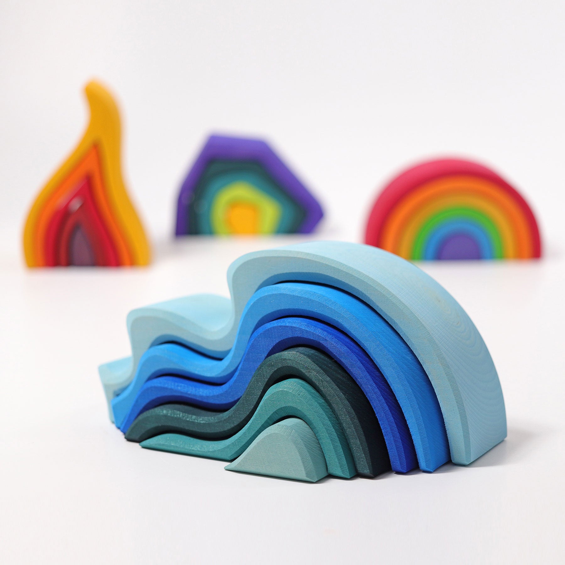 Grimms Stacking Water Wave Large  | Wooden Block Sets | 12+ Months | Children of the Wild