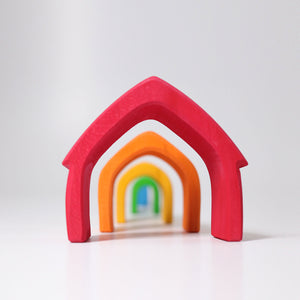 Grimms Stacking House Coloured | Wooden Block Sets | 12+ Months | Children of the Wild