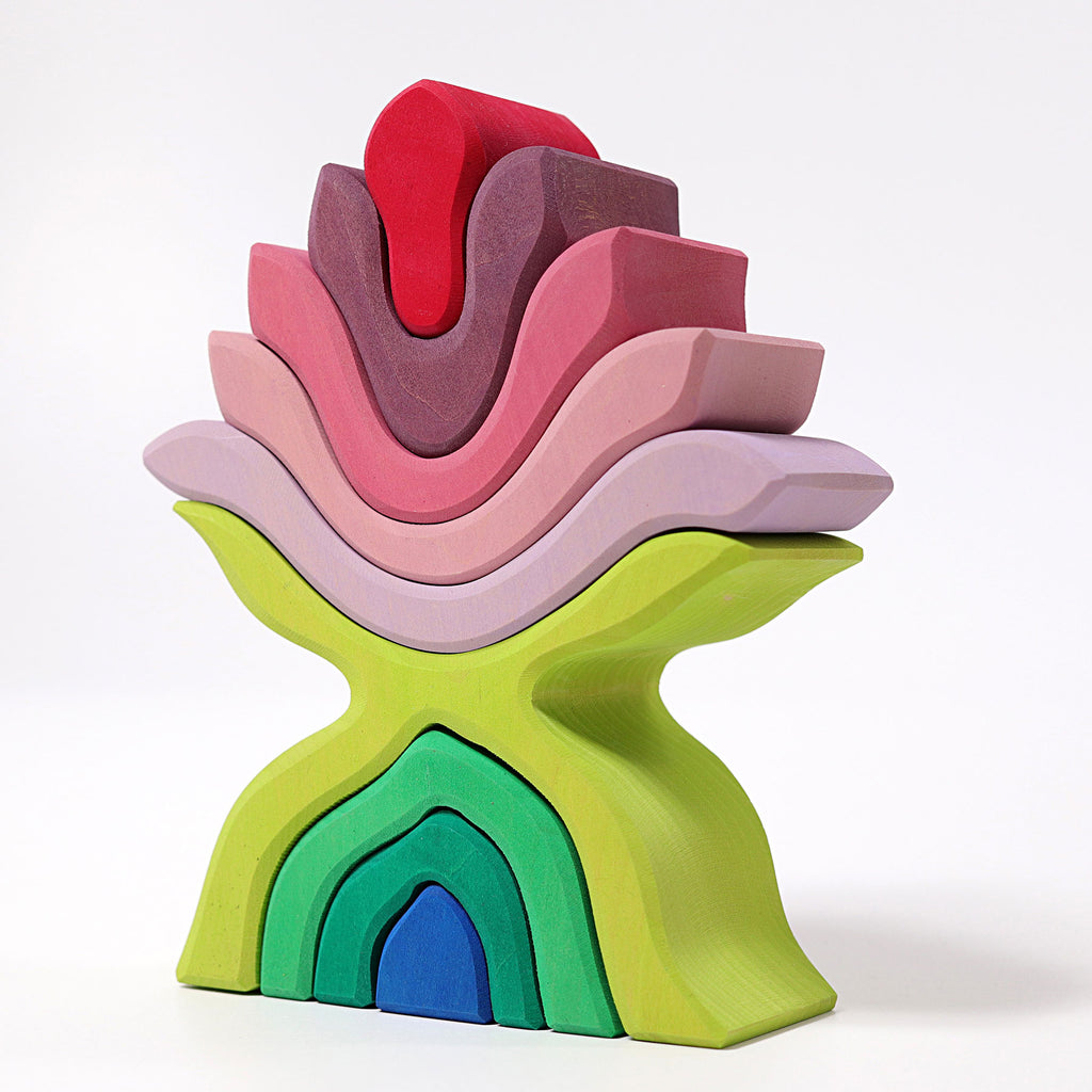 Grimms Stacking Flower | Wooden Block Sets | For ages 3+ years | Children of the Wild