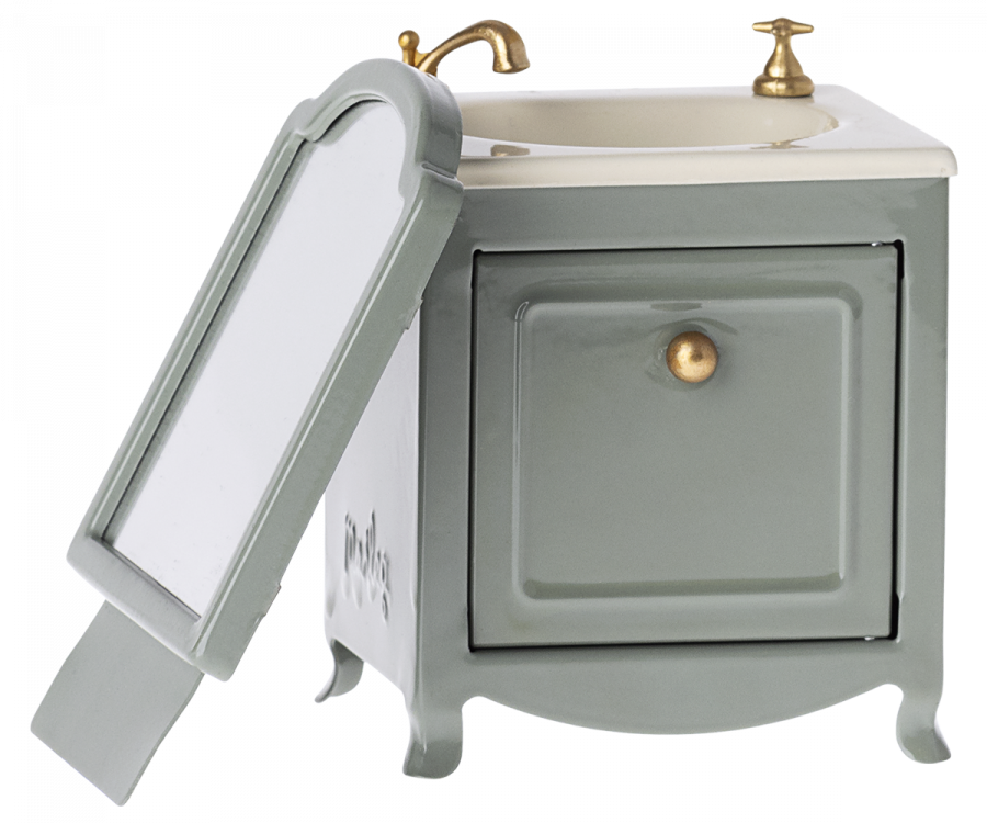 Maileg Miniature Sink Dresser and Mirror in Dark Mint | Children of the Wild