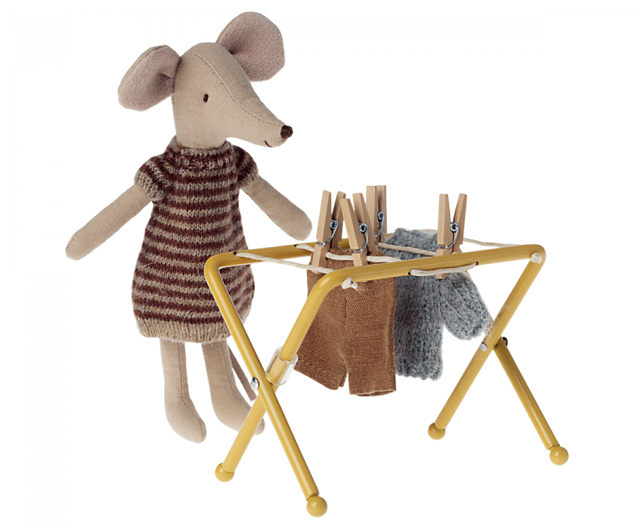Maileg Mouse Drying Rack in Ochre | 2023 Release | Children of the Wild